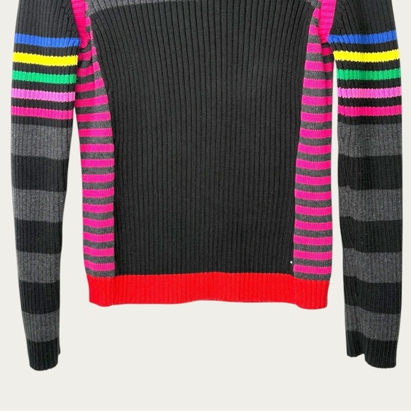 Tommy Hilfiger Japan Sweater L, Stripe Rings, rib knit, Y2K Shrunken Logo, 2000s - Picture 5 of 14
